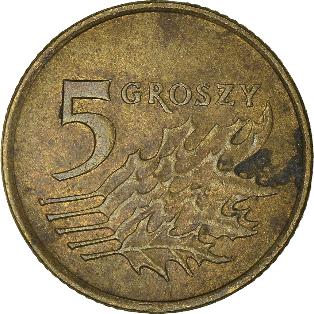 Moneda, Polonia, 5 Groszy, 1992