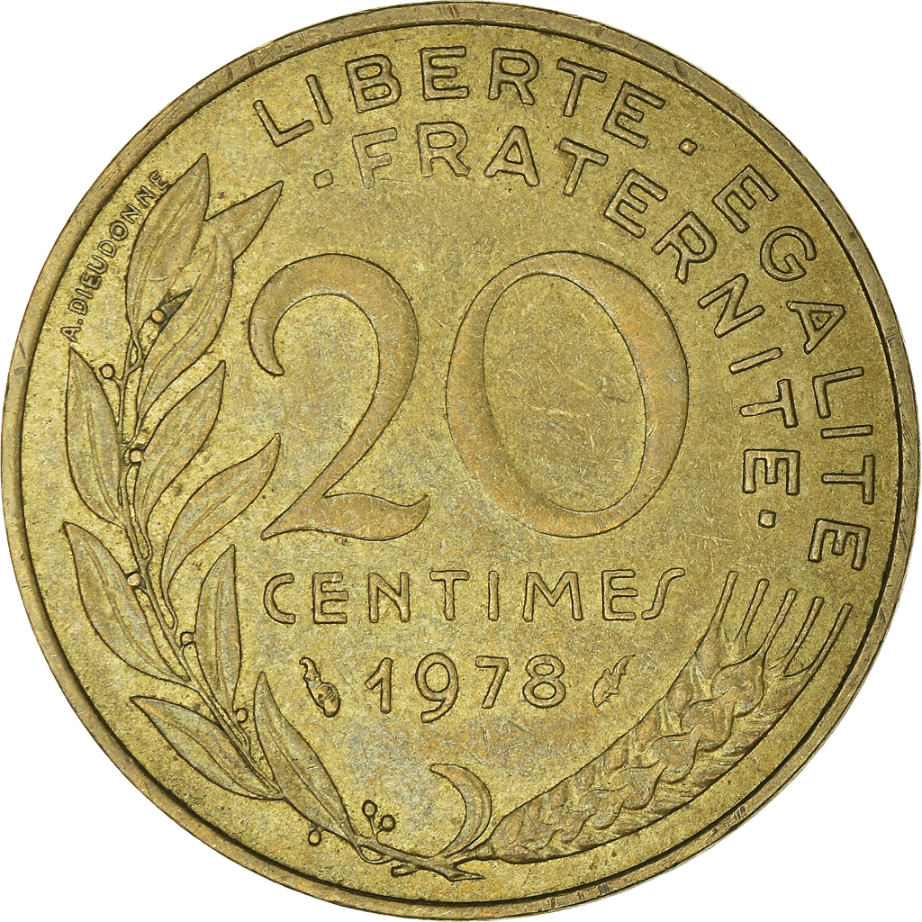 Moneda, Francia, 20 Centimes, 1978