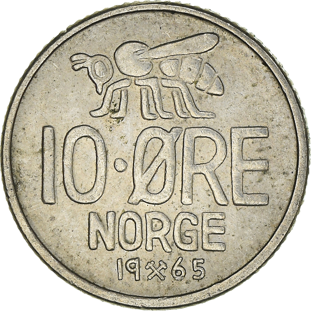 Moneda, Noruega, 10 Öre, 1965