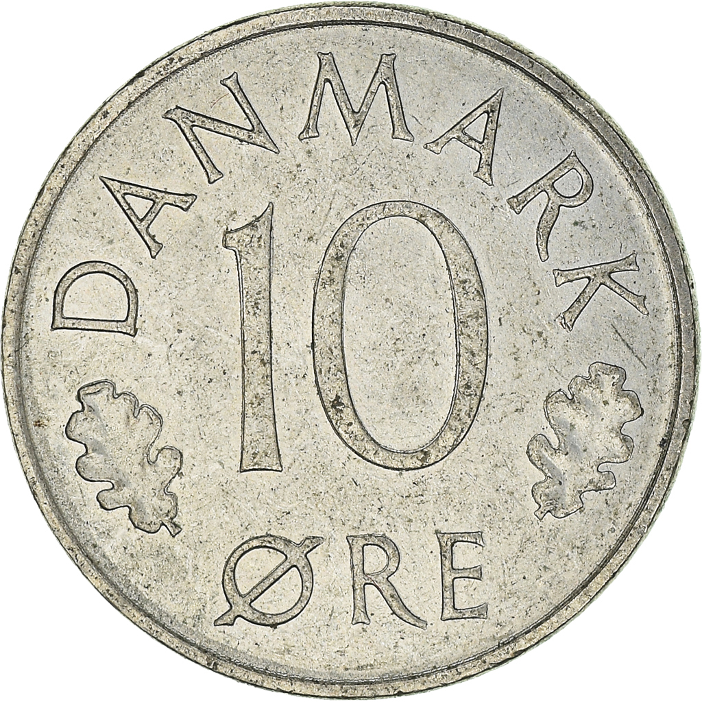 Moneda, Dinamarca, 10 Öre, 1977
