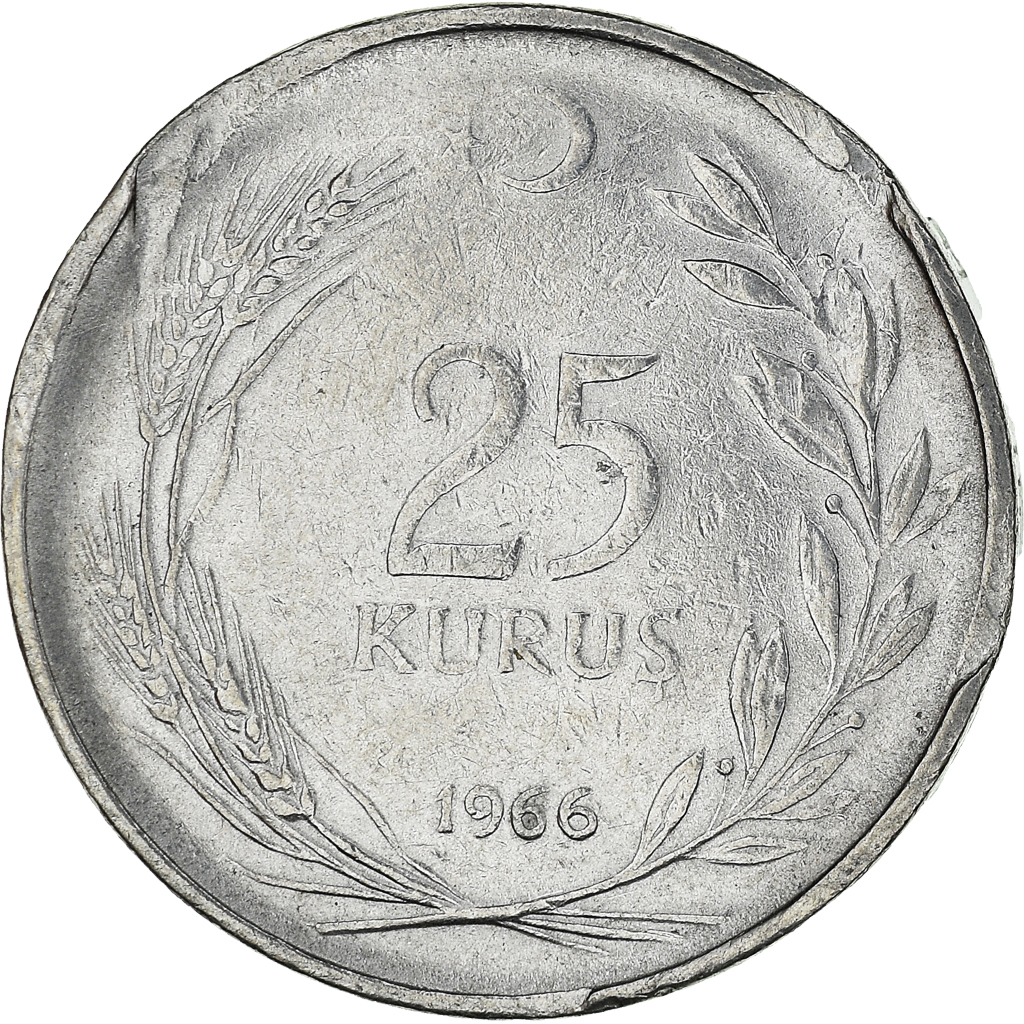 Moneda, Turquía, 25 Kurus, 1966