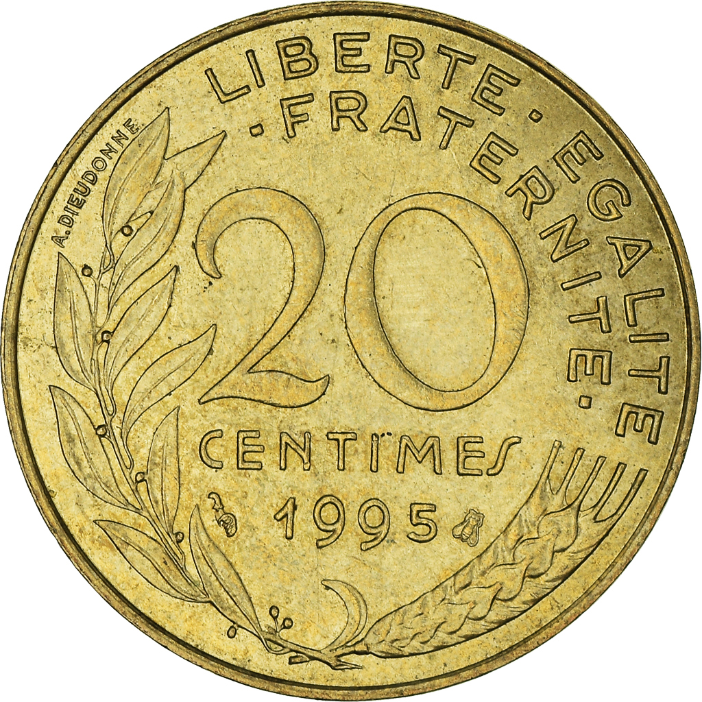 Moneda, Francia, 20 Centimes, 1995