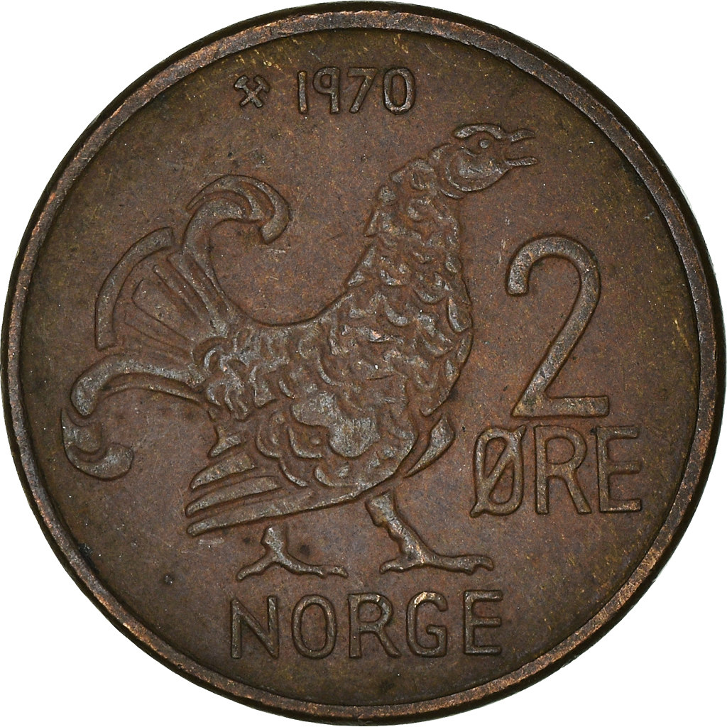 Moneda, Noruega, 2 Öre, 1970