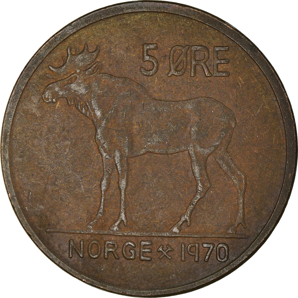 Moneda, Noruega, 5 Öre, 1970