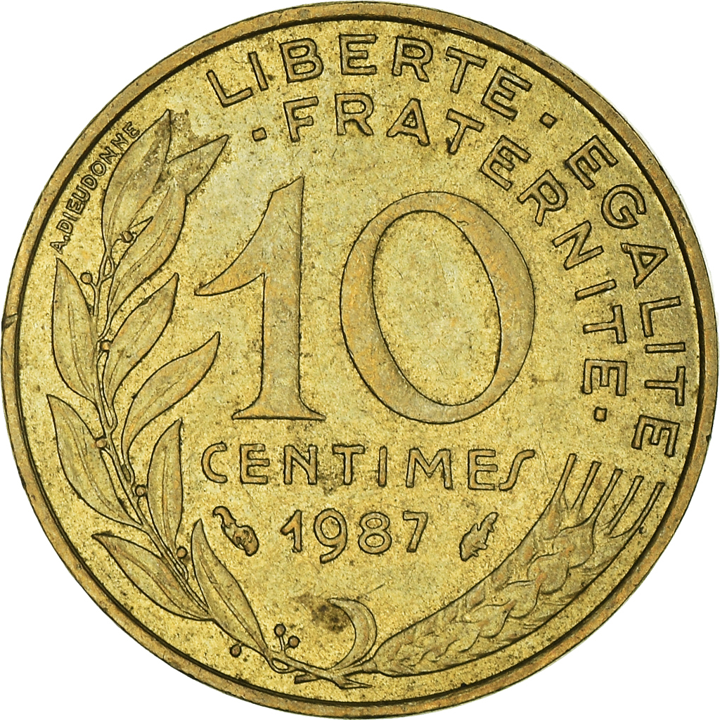 Moneda, Francia, 10 Centimes, 1987