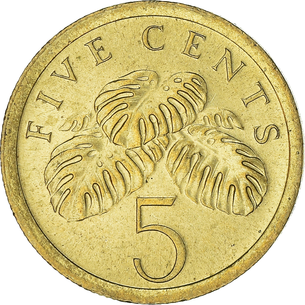 Moneda, Singapur, 5 Cents, 1989