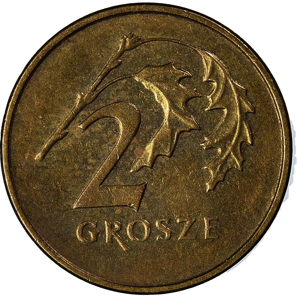 Moneda, Polonia, 2 Grosze, 1992