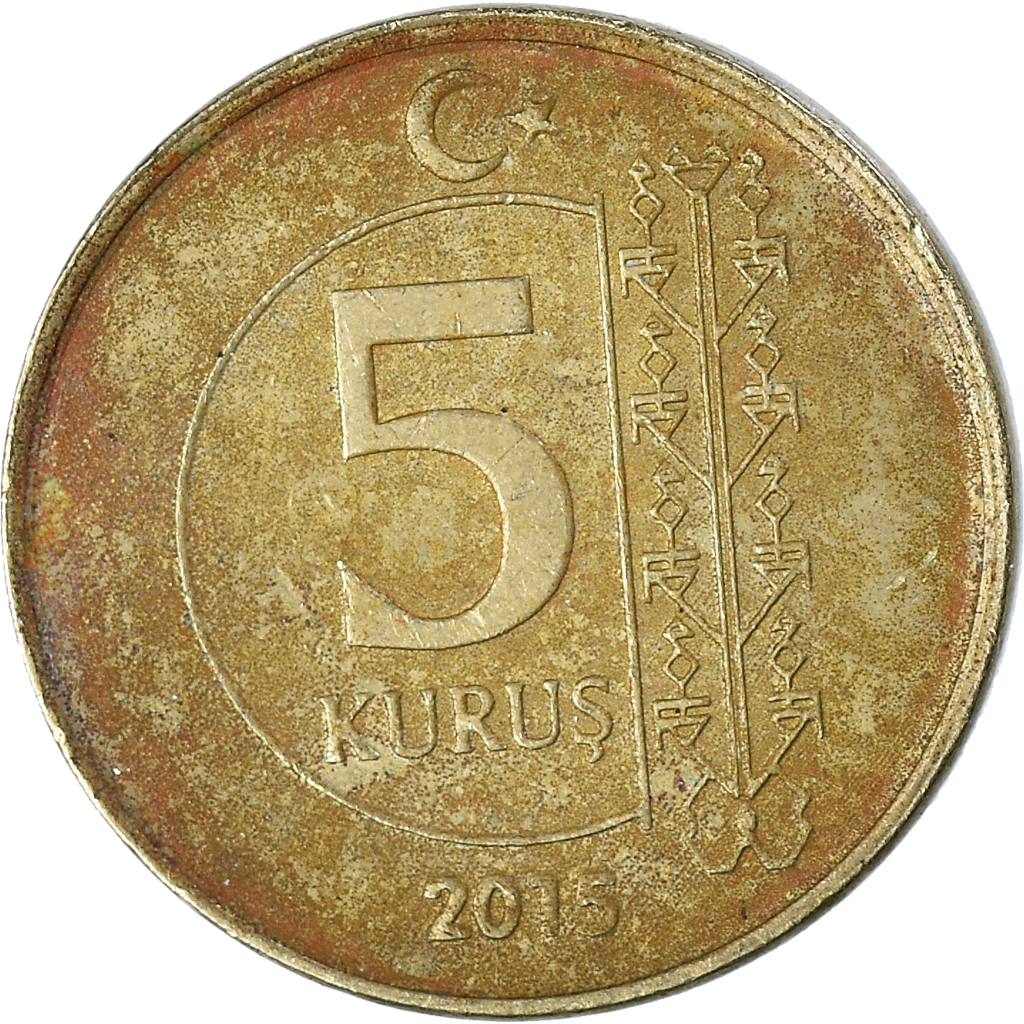 Moneda, Turquía, 5 Kurus, 2015