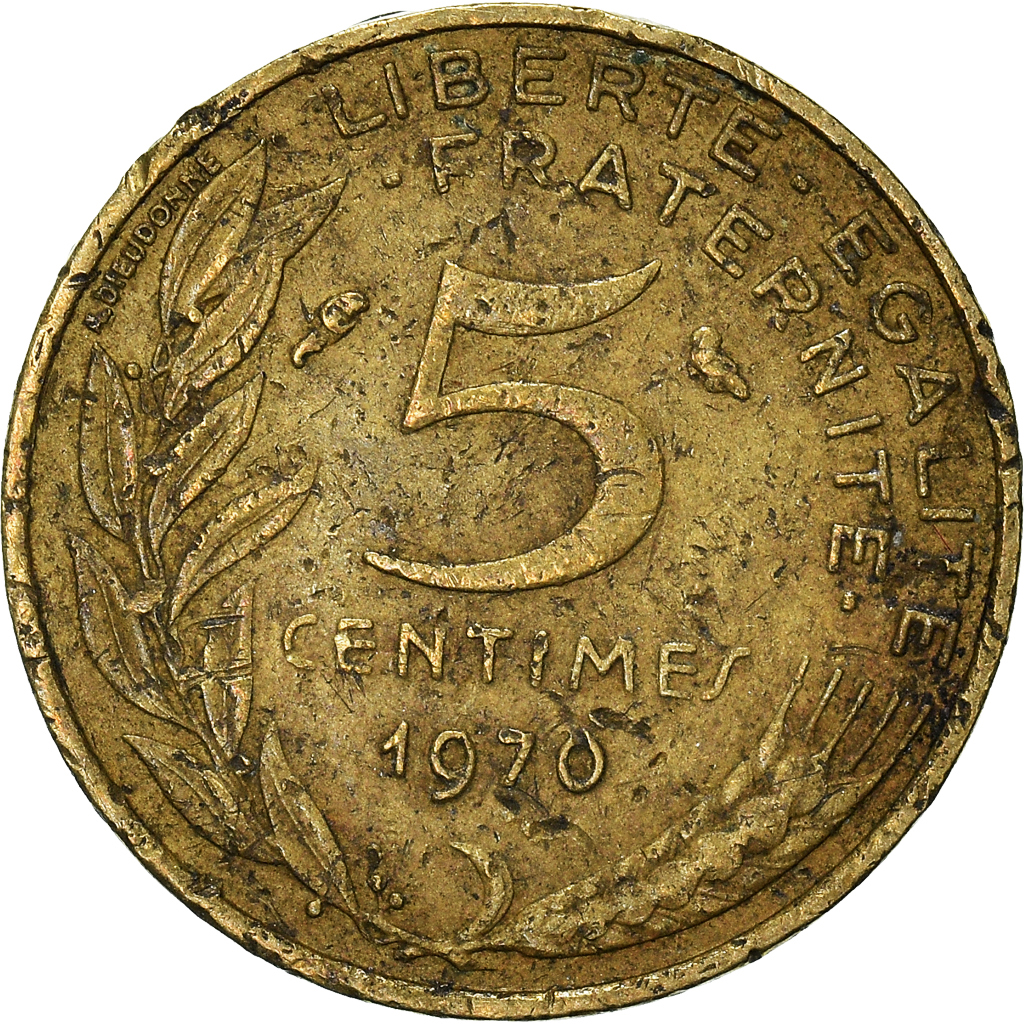 Moneda, Francia, 5 Centimes, 1970