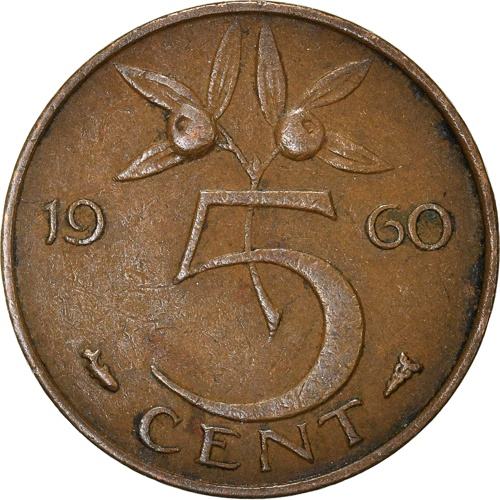 Moneda, Países Bajos, 5 Cents, 1960