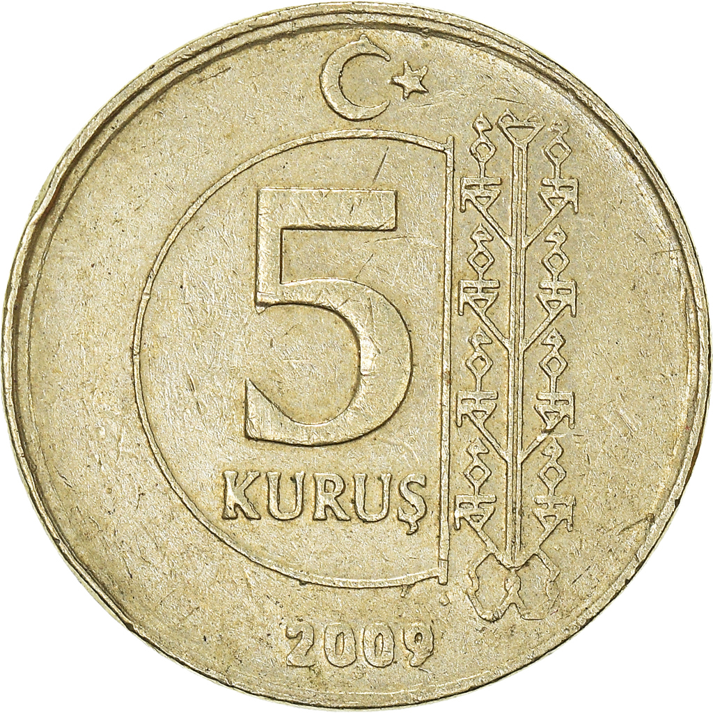 Moneda, Turquía, 5 Kurus, 2009