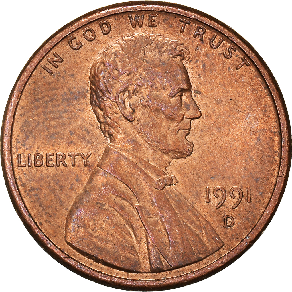 Moneda, Estados Unidos, Cent, 1991