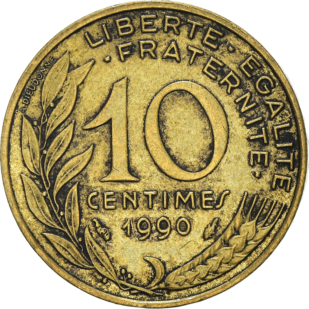 Moneda, Francia, 10 Centimes, 1990