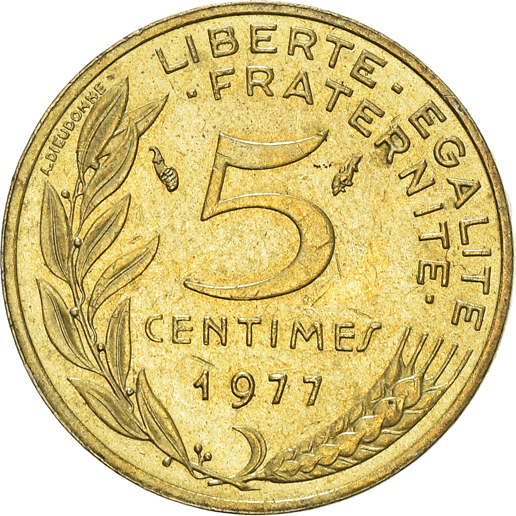 Moneda, Francia, 5 Centimes, 1977