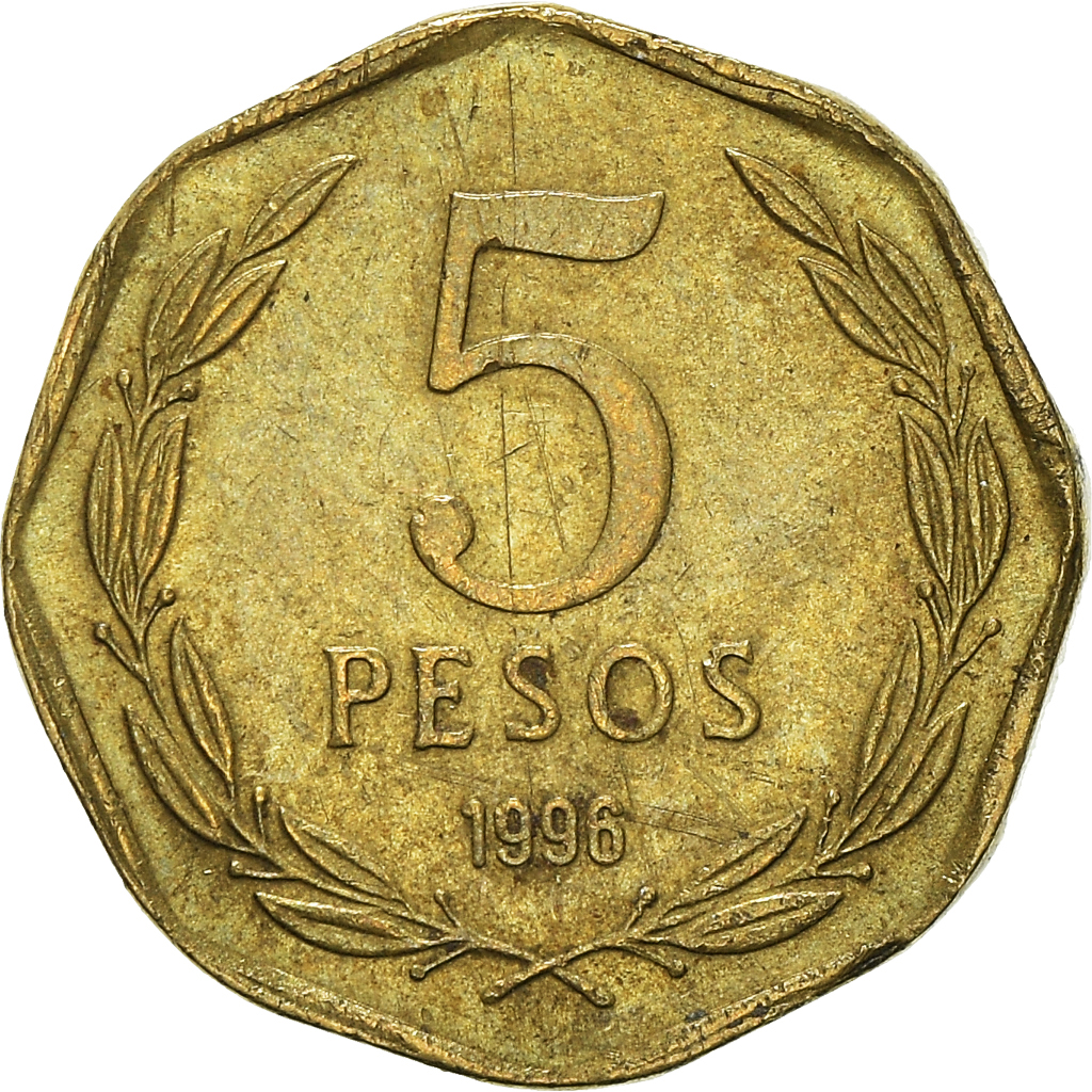 Moneda, Chile, 5 Pesos, 1996