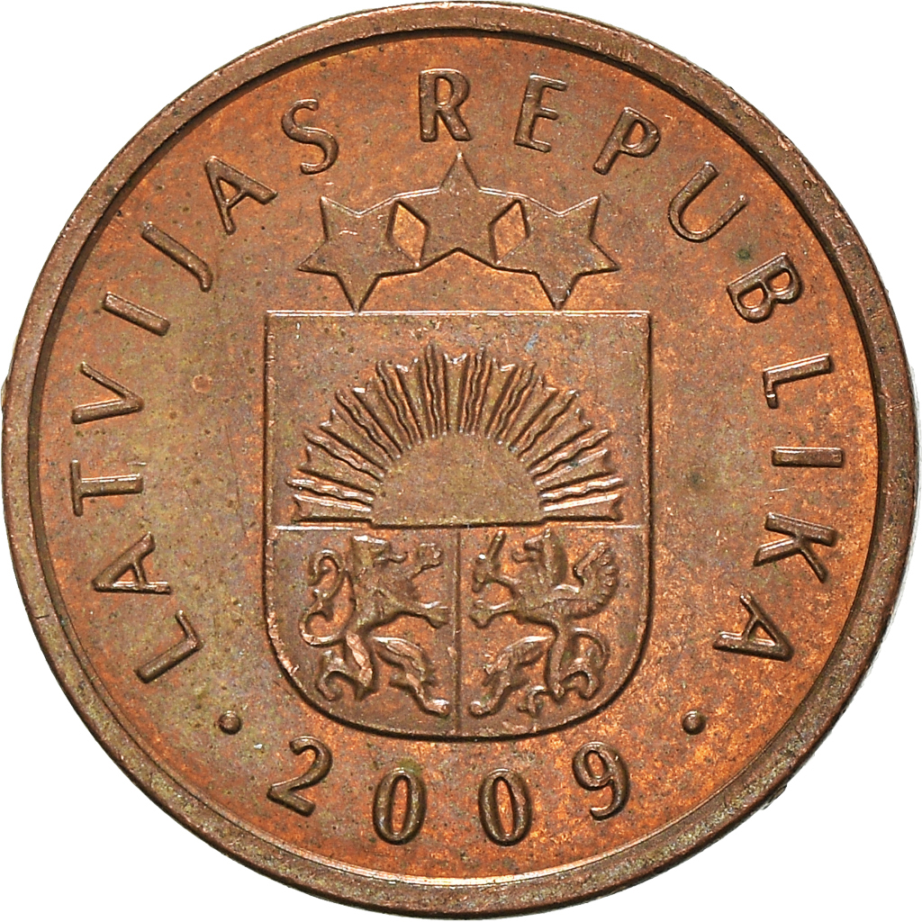 Moneda, Letonia, 2 Santimi, 2009
