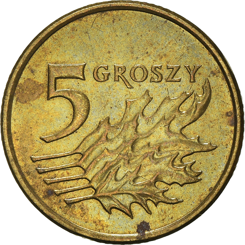 Moneda, Polonia, 5 Groszy, 2005
