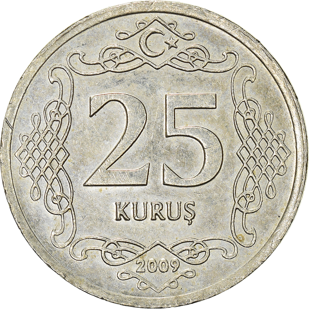 Moneda, Turquía, 25 Kurus, 2009