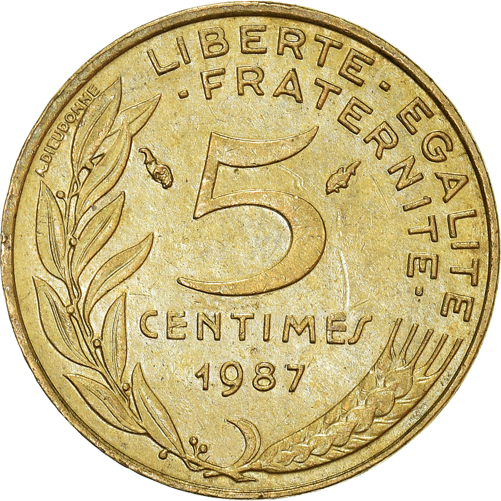 Moneda, Francia, 5 Centimes, 1987