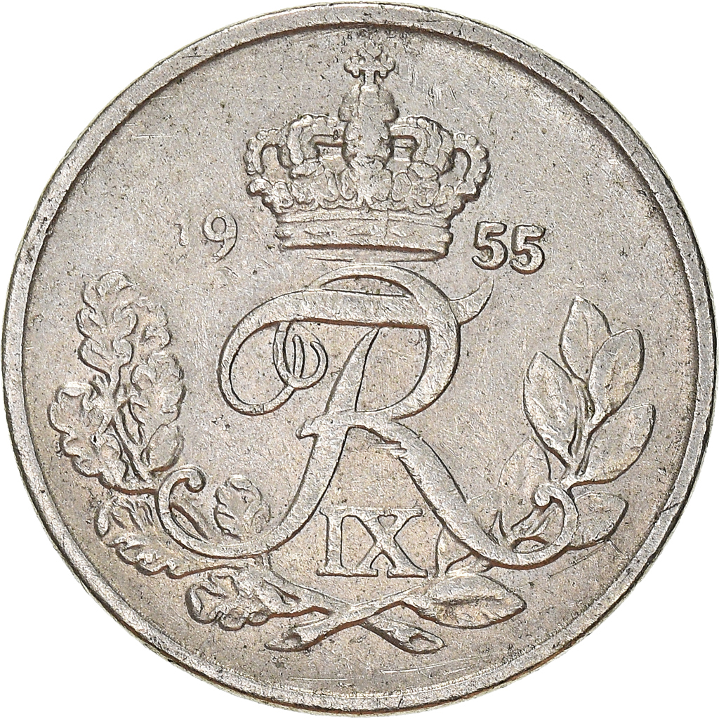 Moneda, Dinamarca, 10 Öre, 1955