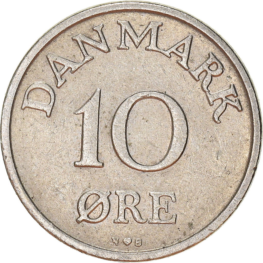 Moneda, Dinamarca, 10 Öre, 1955