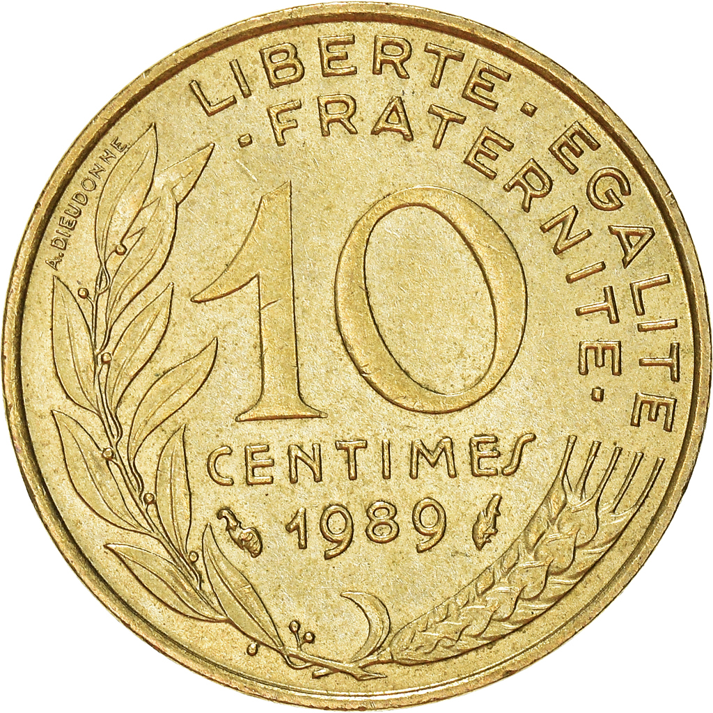 Moneda, Francia, 10 Centimes, 1989