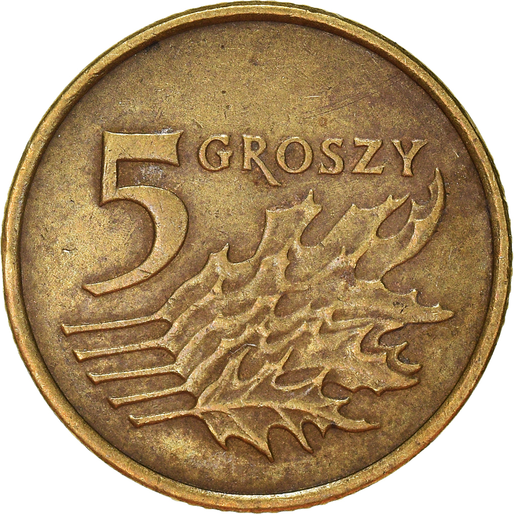 Moneda, Polonia, 5 Groszy, 1999
