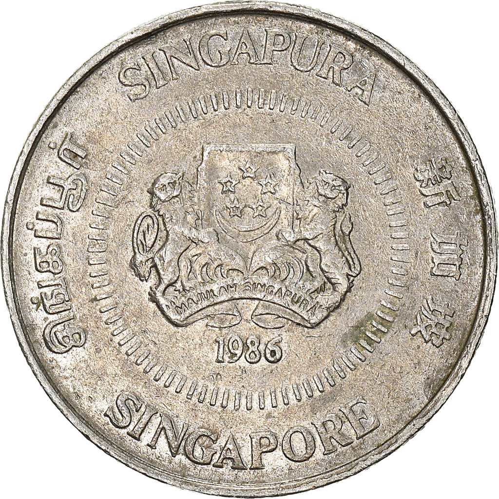 Moneda, Singapur, 10 Cents, 1986