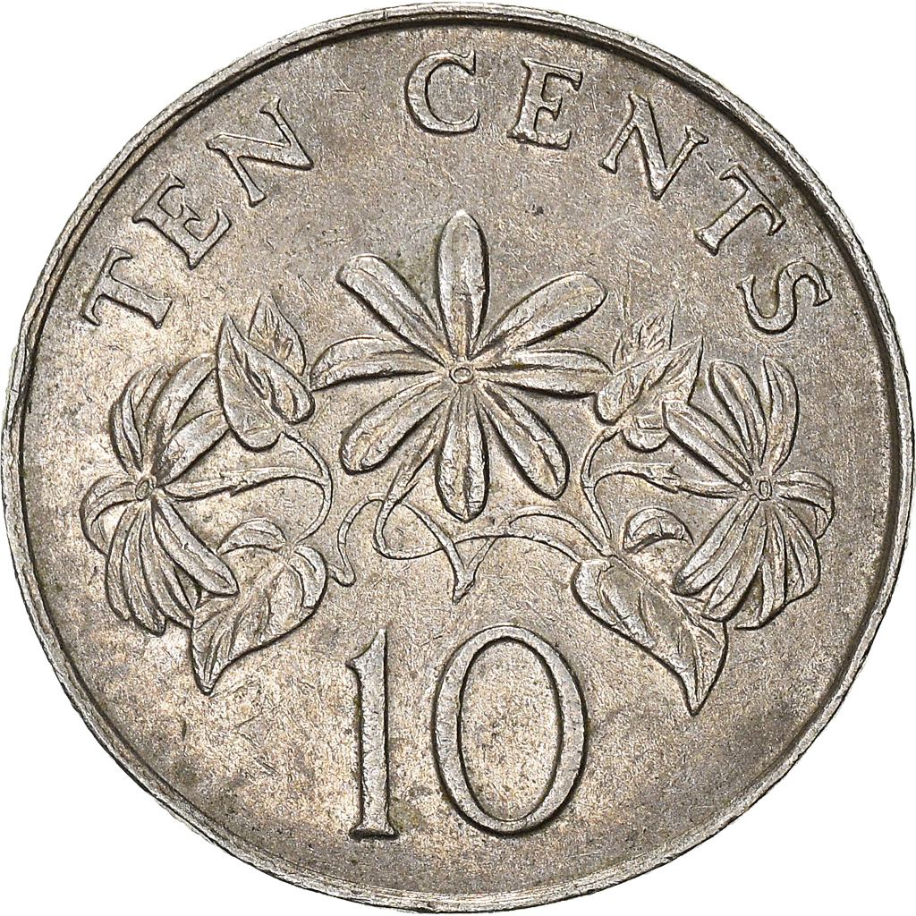 Moneda, Singapur, 10 Cents, 1986