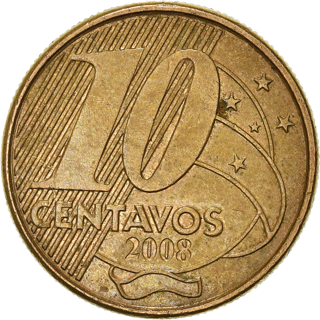 Moneda, Brasil, 10 Centavos, 2008