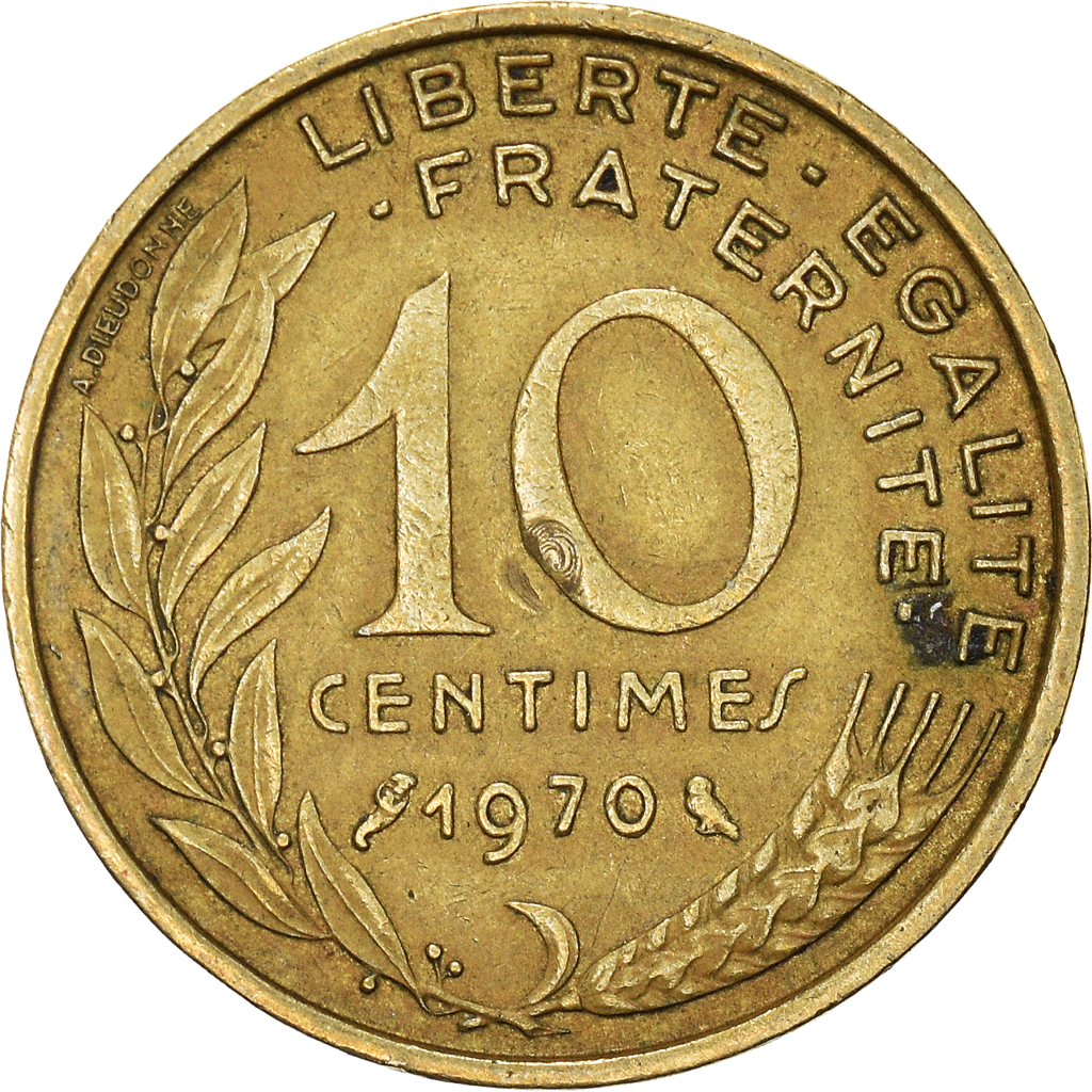 Moneda, Francia, 10 Centimes, 1970