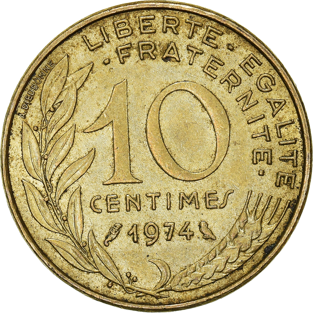 Moneda, Francia, 10 Centimes, 1974