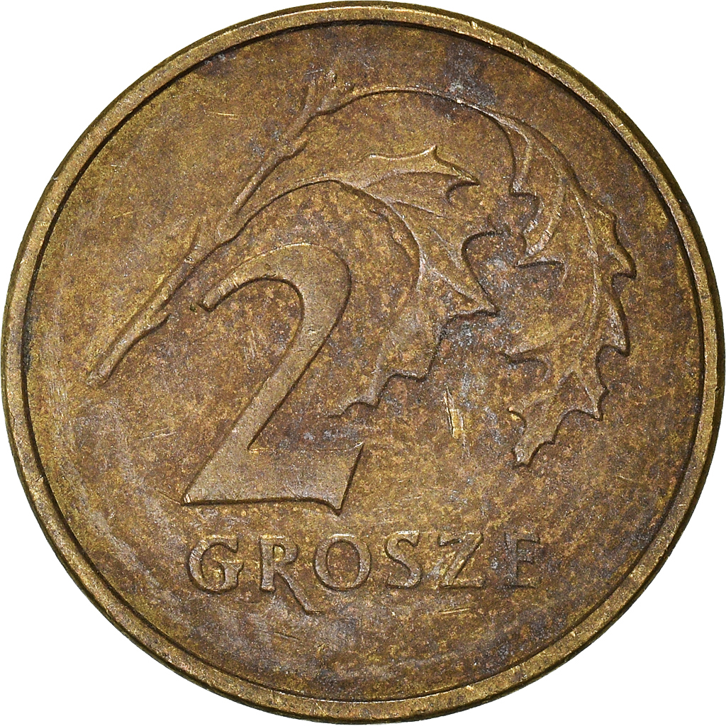 Moneda, Polonia, 2 Grosze, 1992