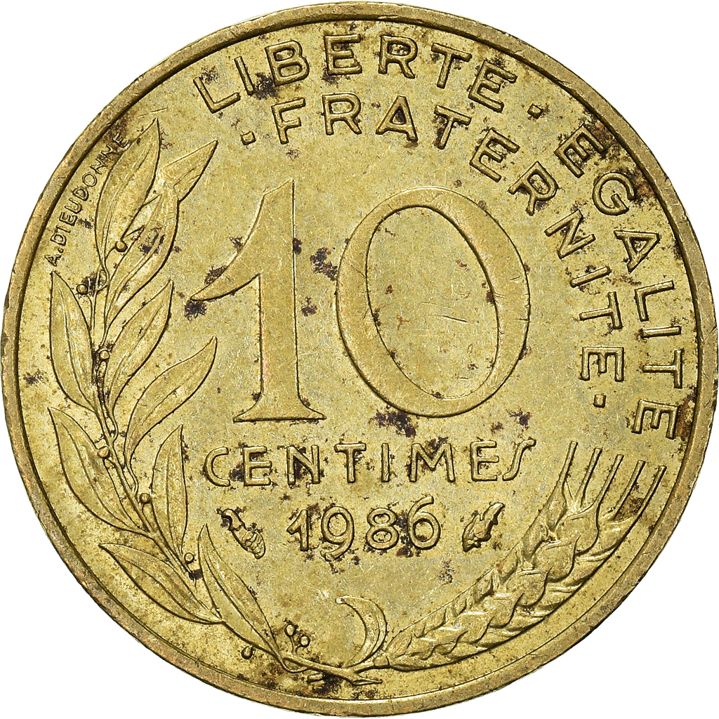 Moneda, Francia, 10 Centimes, 1986