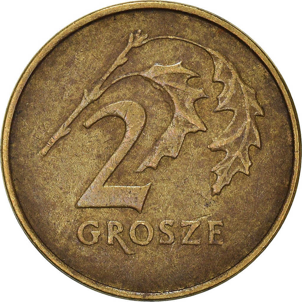 Moneda, Polonia, 2 Grosze, 1992