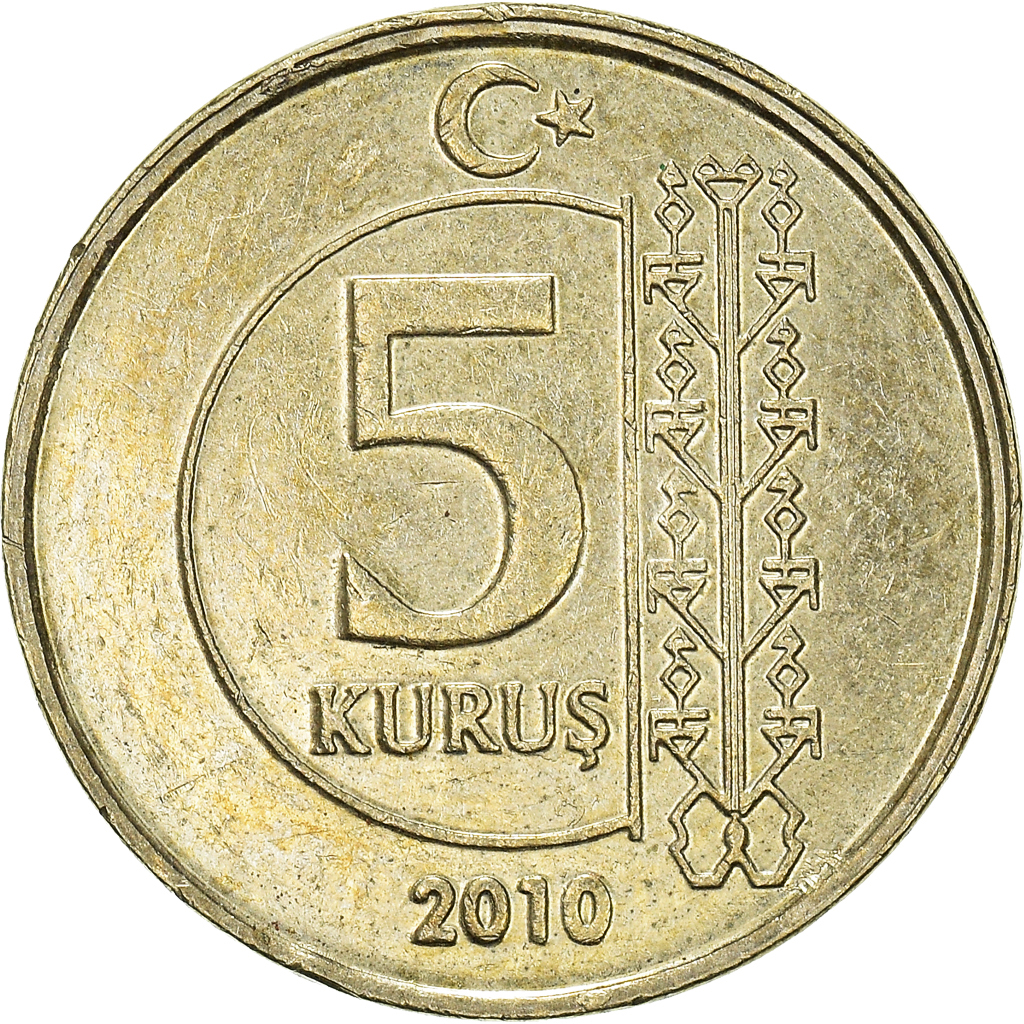 Moneda, Turquía, 5 Kurus, 2010