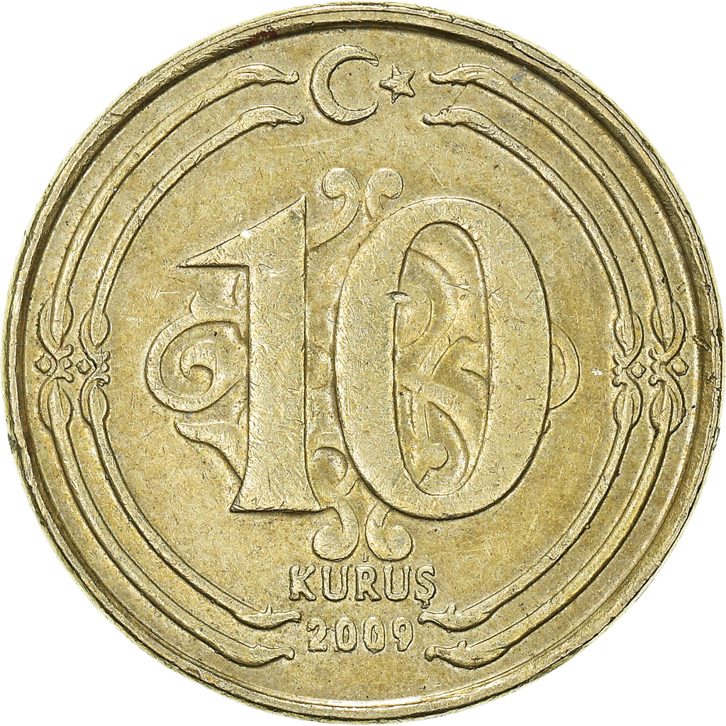 Moneda, Turquía, 10 Kurus, 2009
