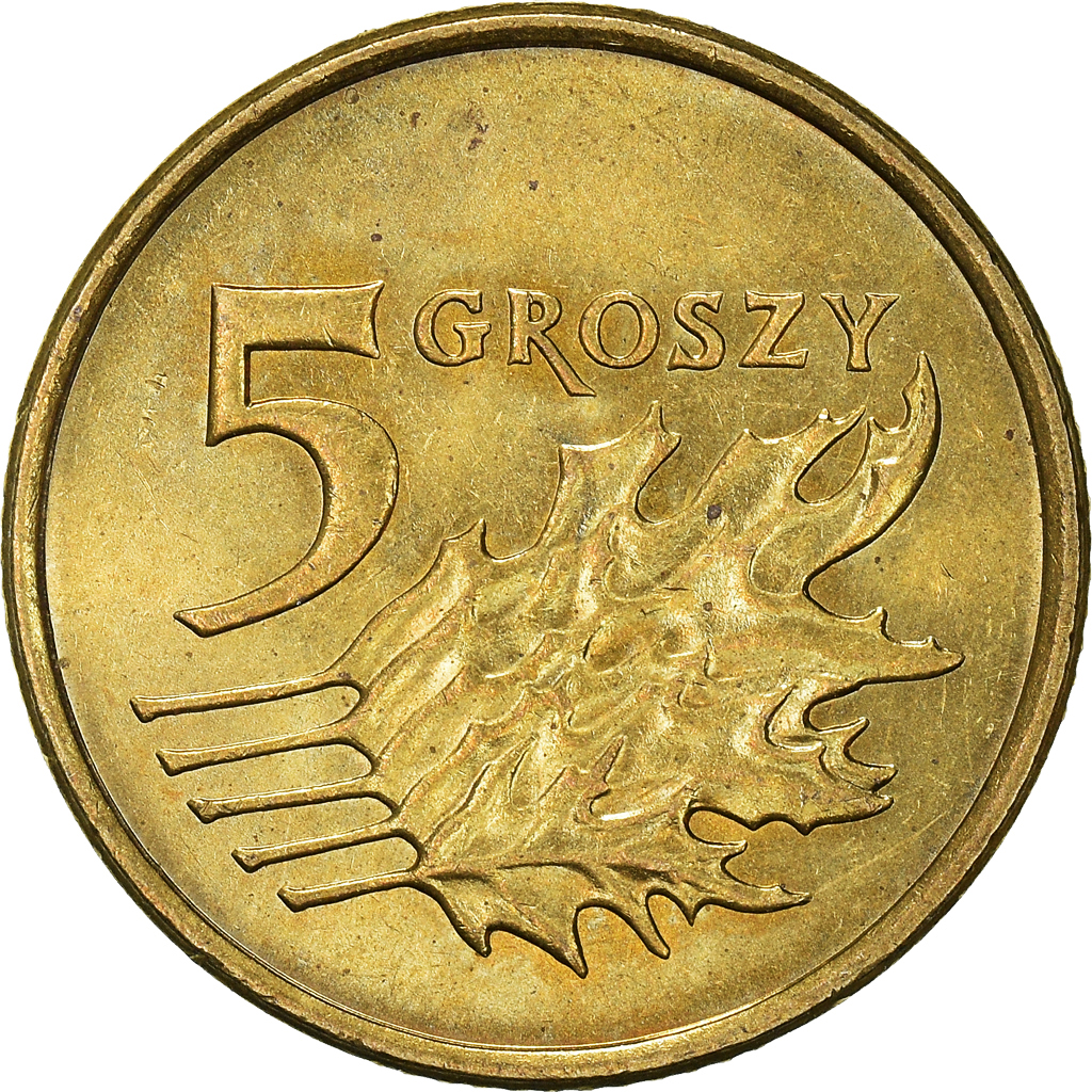 Moneda, Polonia, 5 Groszy, 2005