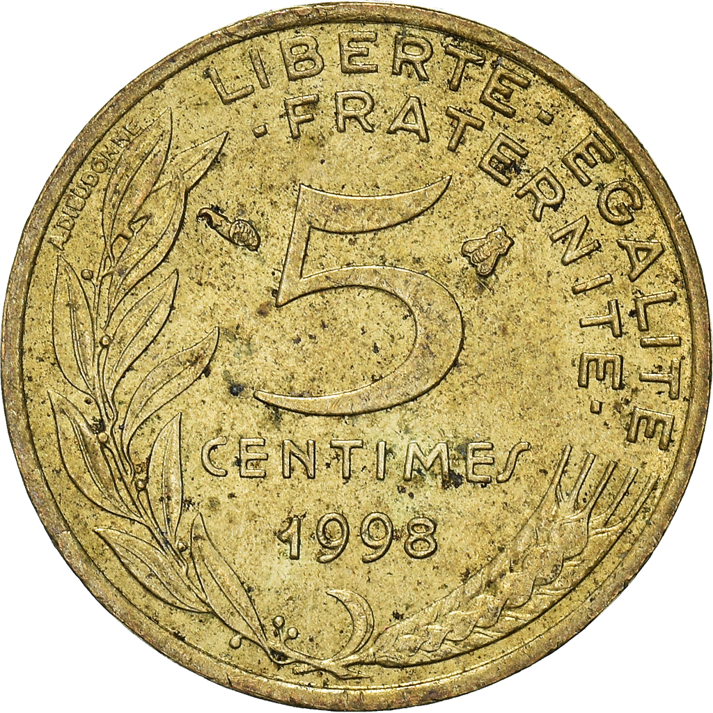 Moneda, Francia, 5 Centimes, 1998