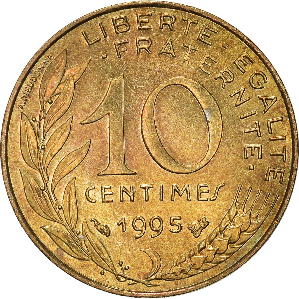 Moneda, Francia, 10 Centimes, 1995