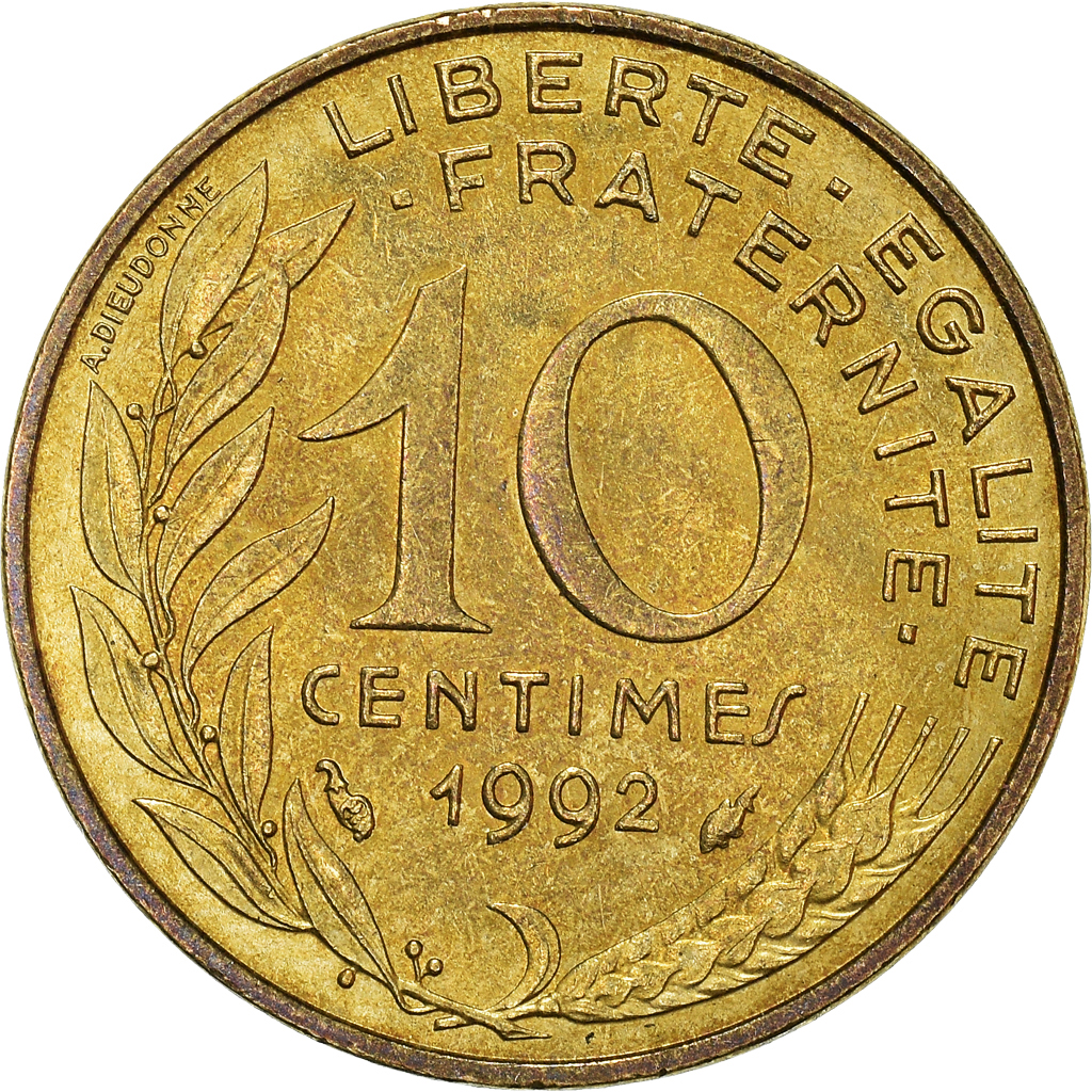 Moneda, Francia, 10 Centimes, 1992