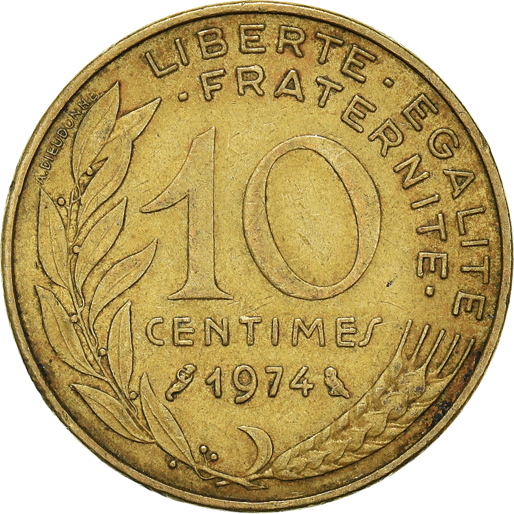 Moneda, Francia, 10 Centimes, 1974