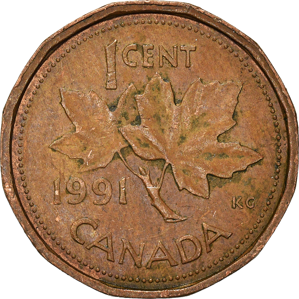 Moneda, Canadá, Cent, 1991