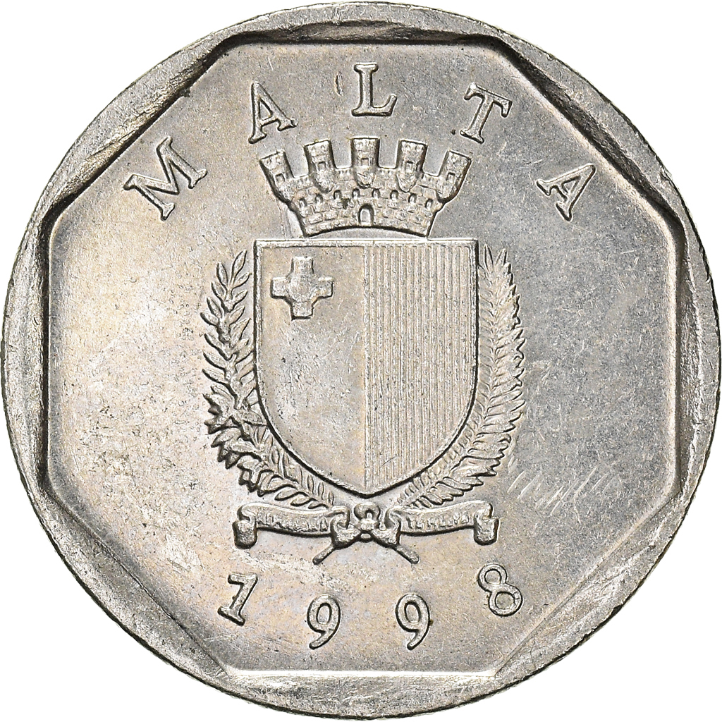 Moneda, Malta, 5 Cents, 1998