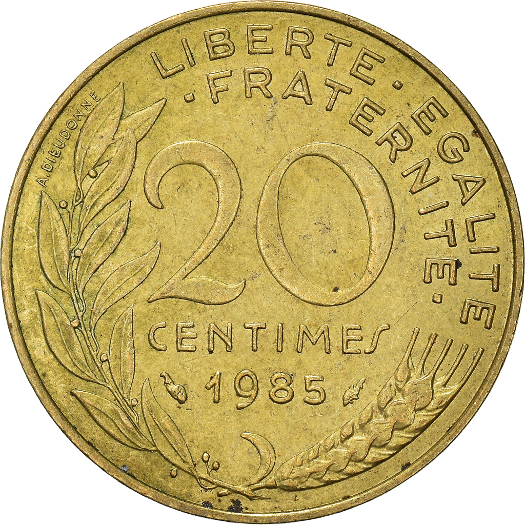 Moneda, Francia, 20 Centimes, 1985