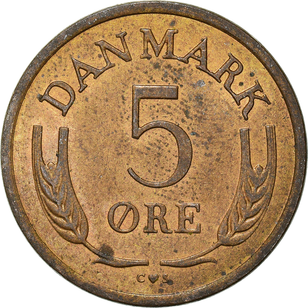 Moneda, Dinamarca, 5 Öre, 1966
