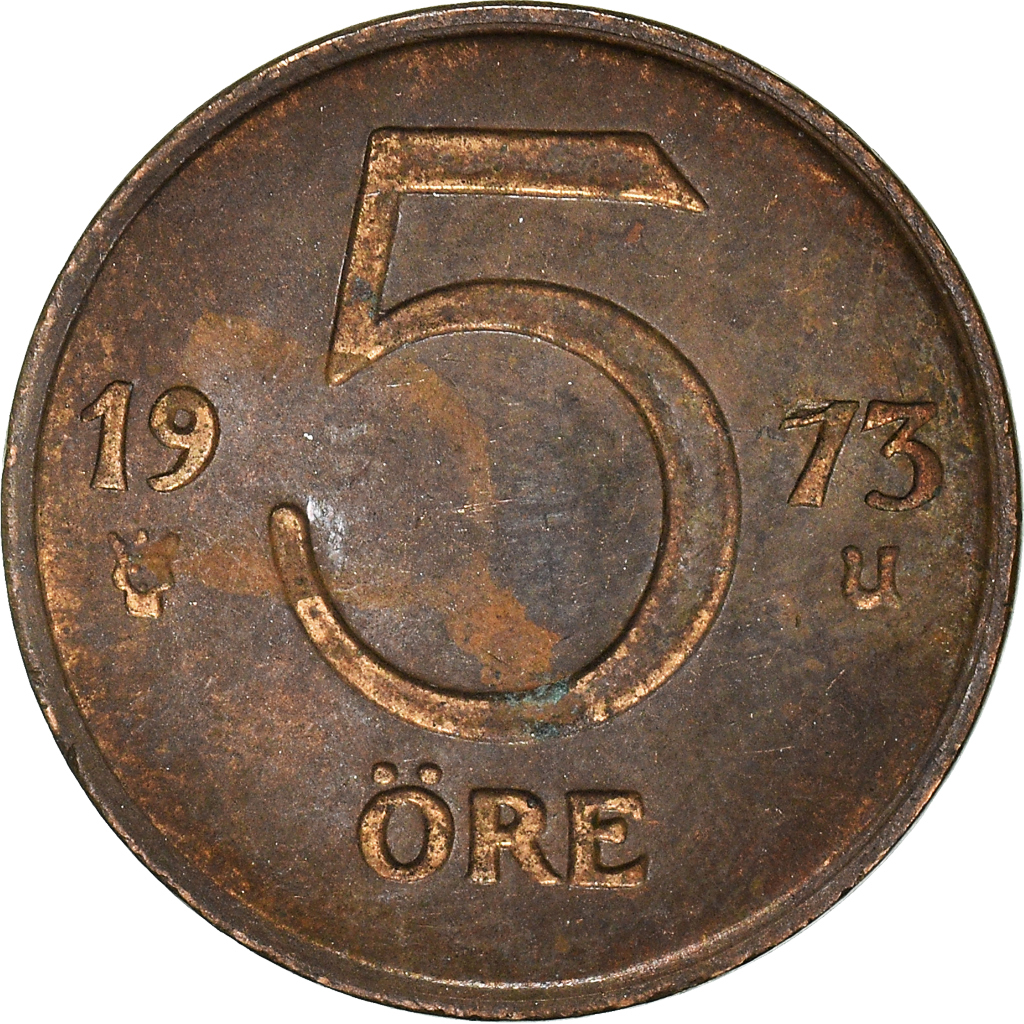 Moneda, Suecia, 5 Öre, 1973