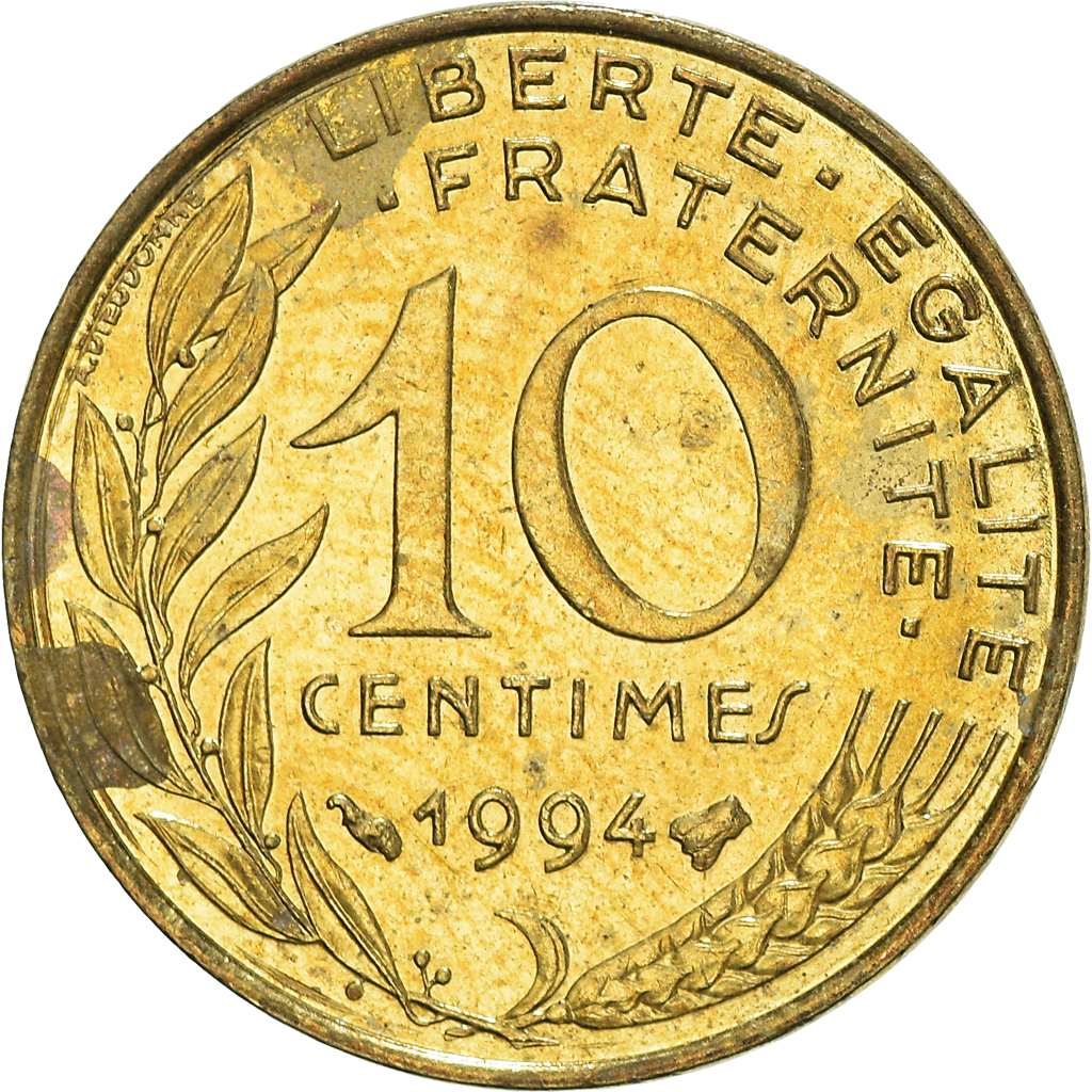 Moneda, Francia, 10 Centimes, 1994