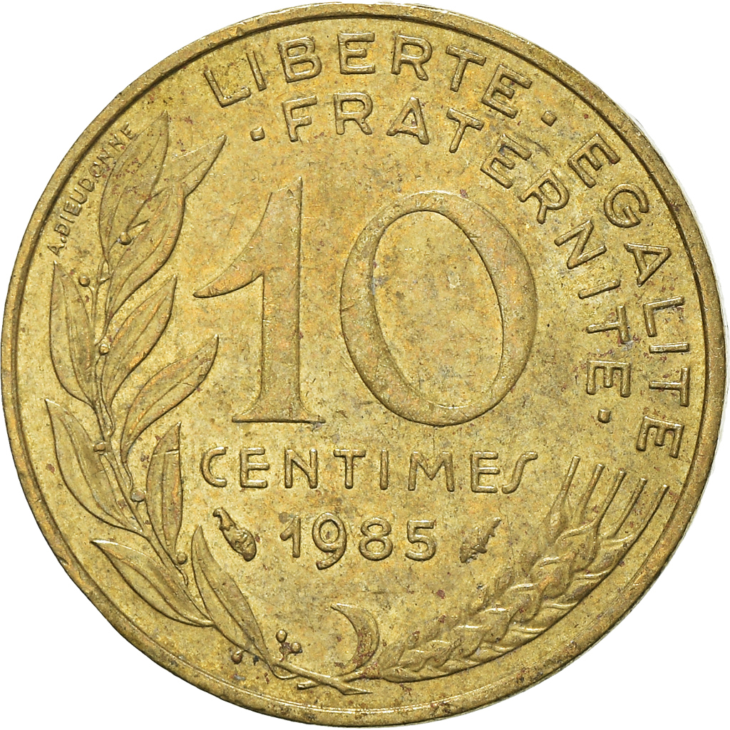 Moneda, Francia, 10 Centimes, 1985
