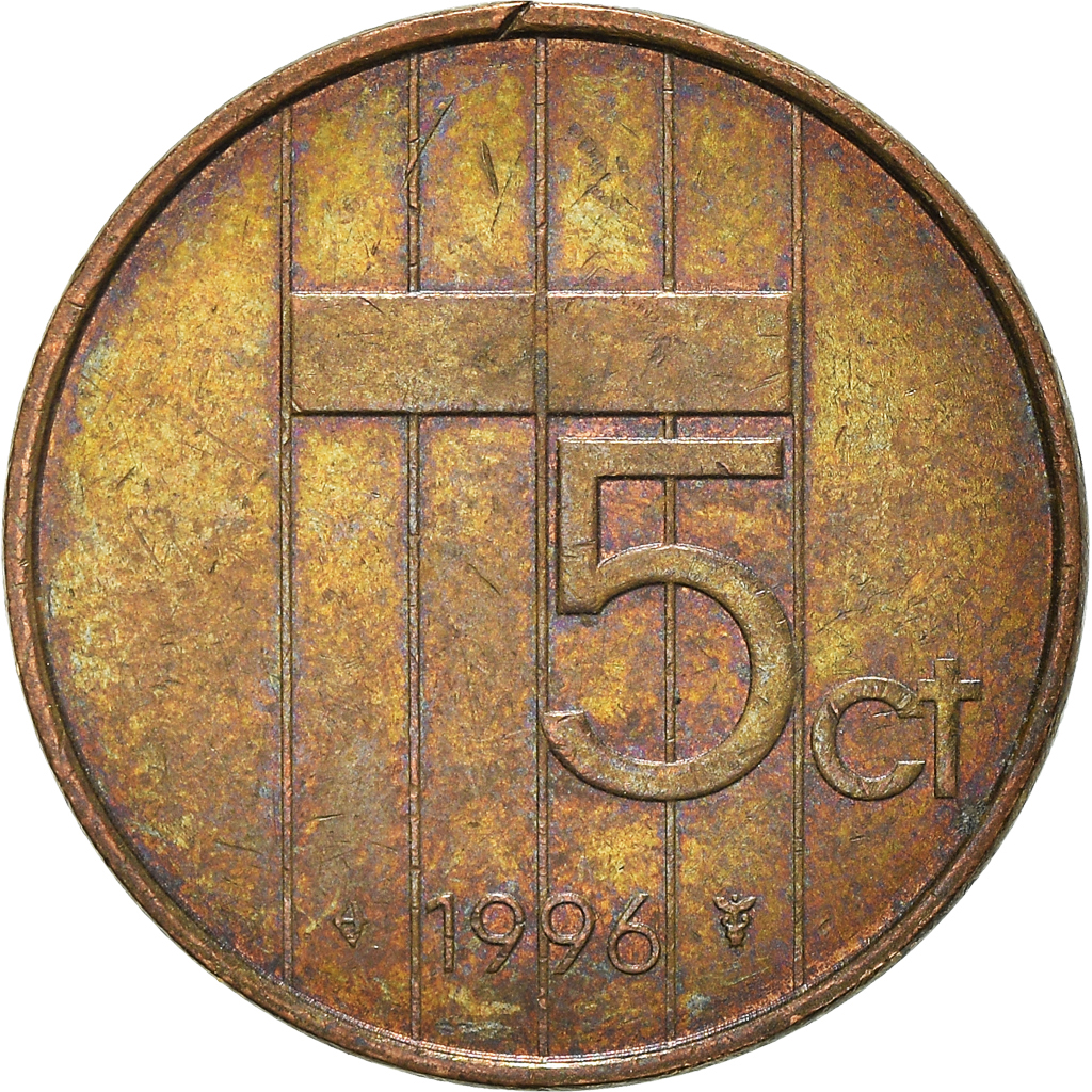Moneda, Países Bajos, 5 Cents, 1996